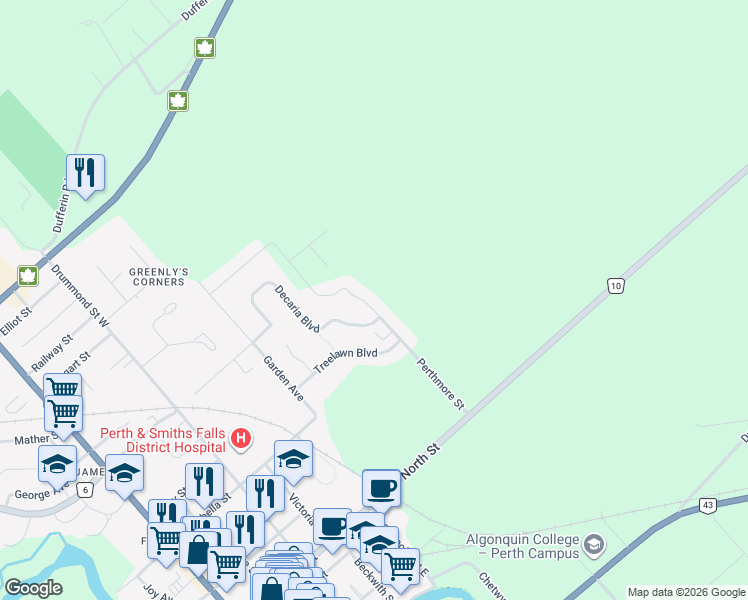 map of restaurants, bars, coffee shops, grocery stores, and more near in Perth