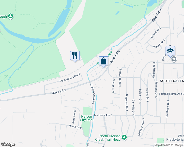map of restaurants, bars, coffee shops, grocery stores, and more near 3298 Indian Wells Loop South in Salem