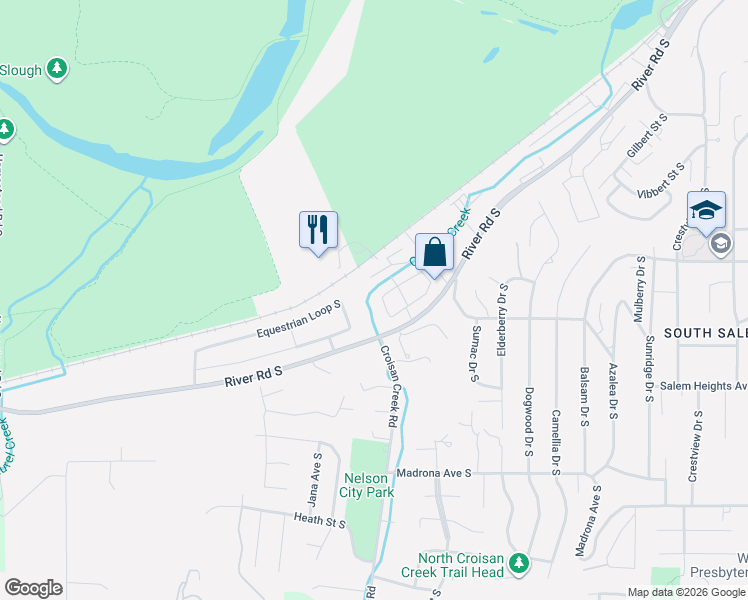 map of restaurants, bars, coffee shops, grocery stores, and more near 3298 Indian Wells Loop South in Salem