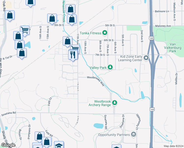 map of restaurants, bars, coffee shops, grocery stores, and more near 810 9th Avenue South in Hopkins