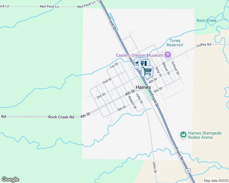 map of restaurants, bars, coffee shops, grocery stores, and more near 1430 3rd Street in Haines