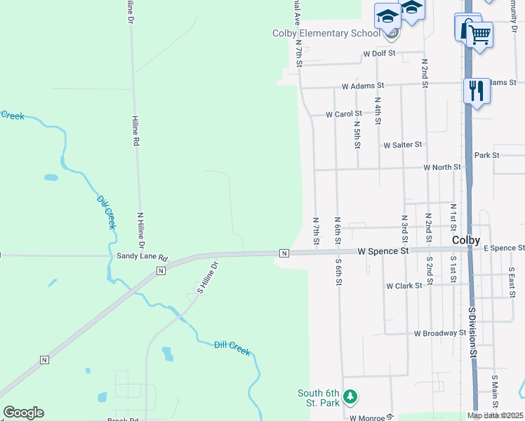 map of restaurants, bars, coffee shops, grocery stores, and more near W374 Cty Highway North in Colby