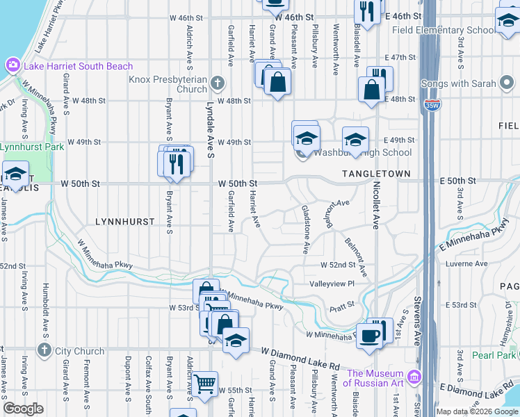 map of restaurants, bars, coffee shops, grocery stores, and more near 408 Prospect Avenue in Minneapolis