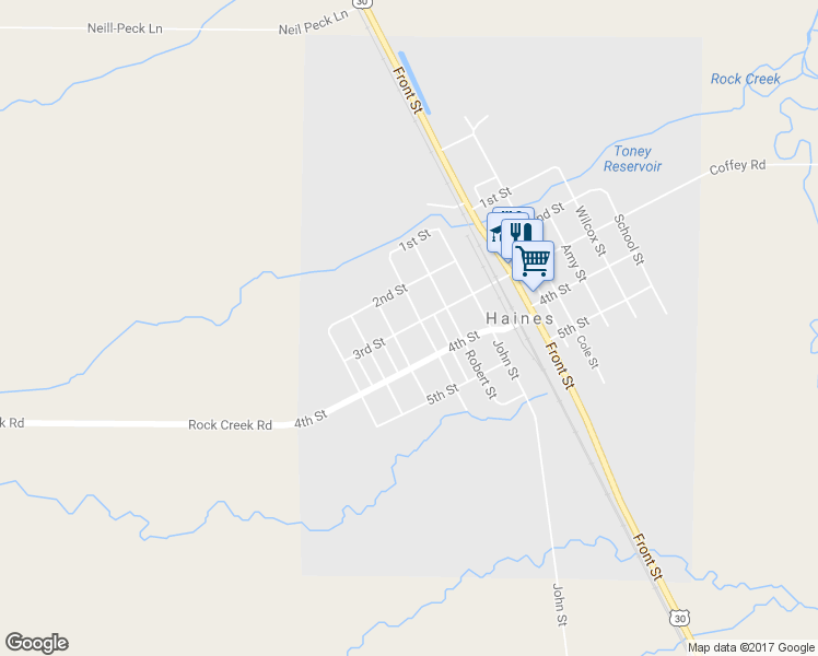 map of restaurants, bars, coffee shops, grocery stores, and more near 1430 3rd Street in Haines