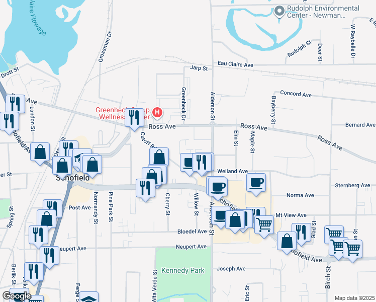 map of restaurants, bars, coffee shops, grocery stores, and more near 2302 Radtke Avenue in Weston