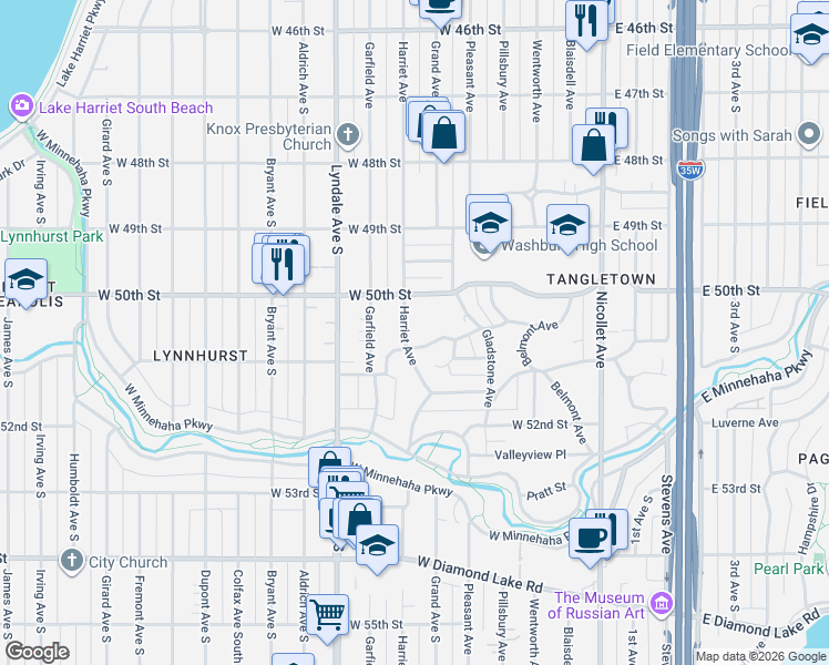 map of restaurants, bars, coffee shops, grocery stores, and more near 408 Prospect Avenue in Minneapolis