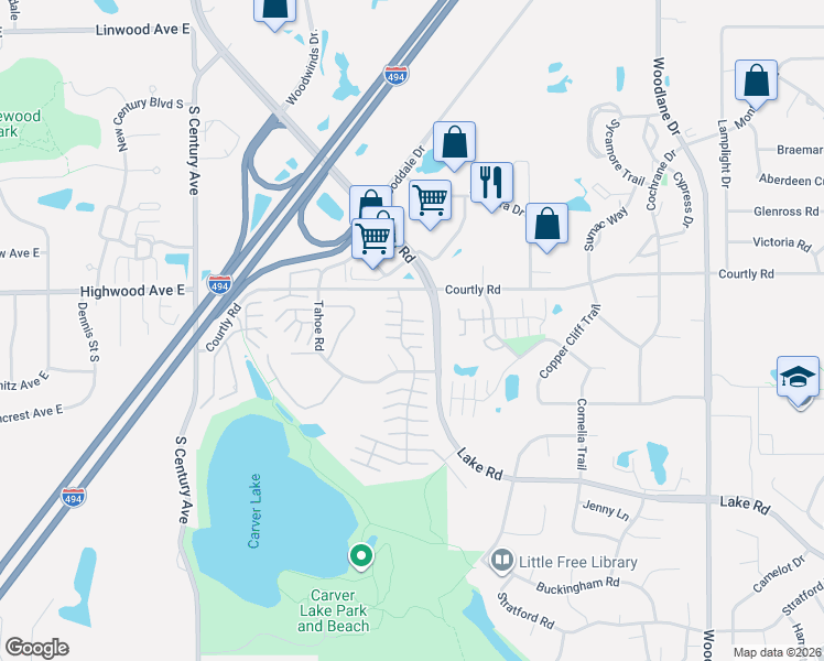 map of restaurants, bars, coffee shops, grocery stores, and more near 2551 Mallard Drive in Saint Paul