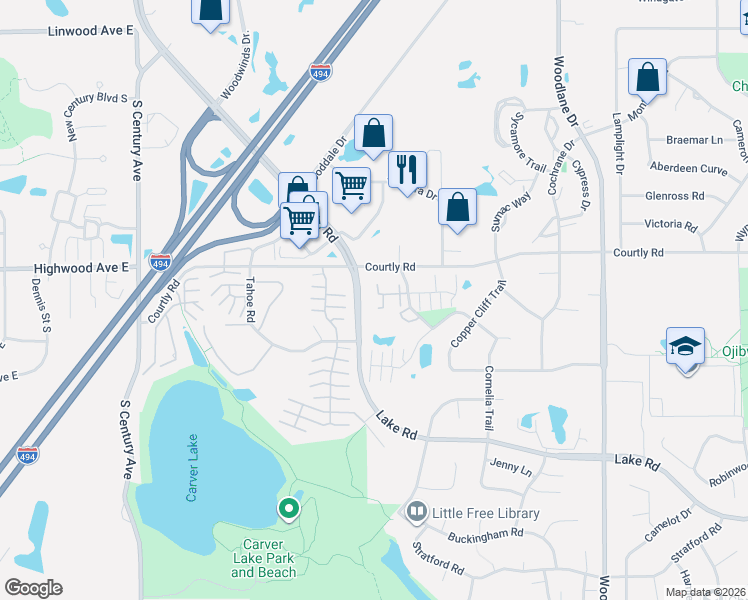 map of restaurants, bars, coffee shops, grocery stores, and more near 2478 Cobble Hill Alcove in Woodbury
