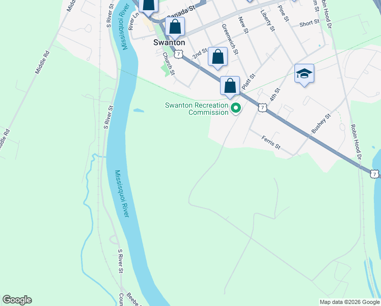 map of restaurants, bars, coffee shops, grocery stores, and more near 50 Jewett Street in Franklin County