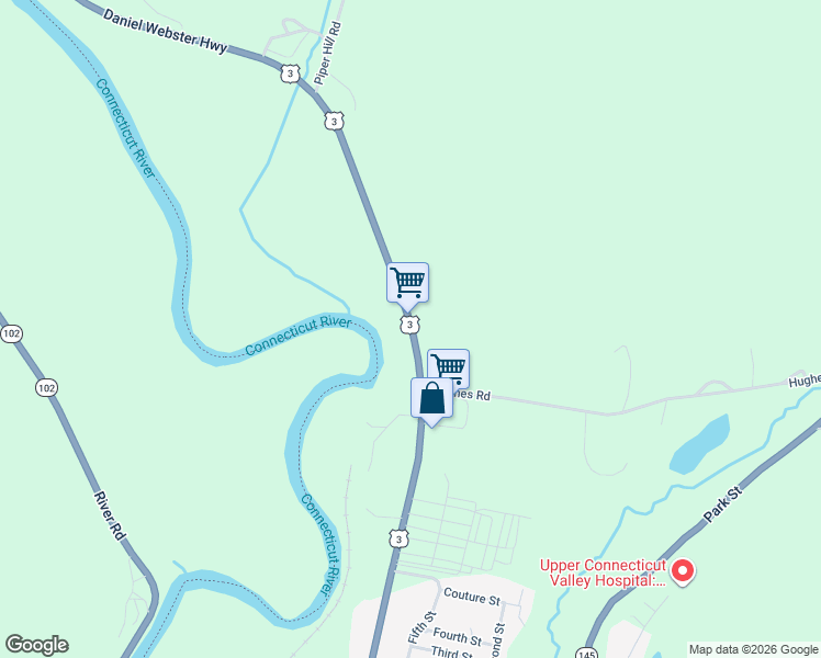 map of restaurants, bars, coffee shops, grocery stores, and more near 98 Main Street in Colebrook