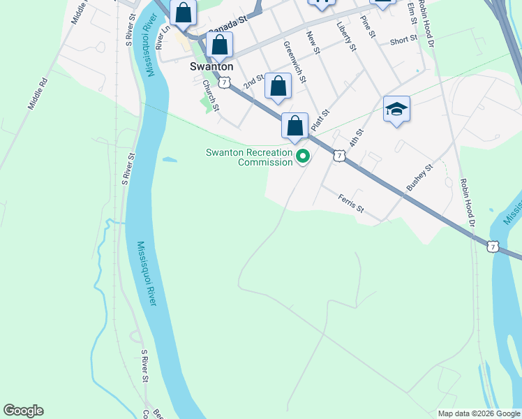 map of restaurants, bars, coffee shops, grocery stores, and more near 50 Jewett Street in Franklin County