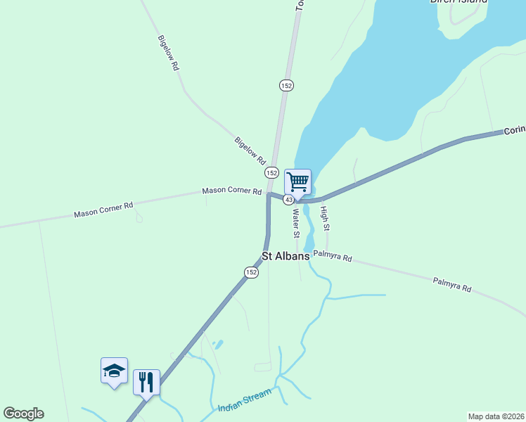 map of restaurants, bars, coffee shops, grocery stores, and more near 31 Main Street in Saint Albans