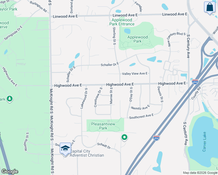 map of restaurants, bars, coffee shops, grocery stores, and more near 992 Marnie Street South in Maplewood