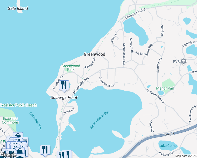 map of restaurants, bars, coffee shops, grocery stores, and more near 5195 Greenwood Circle in Greenwood