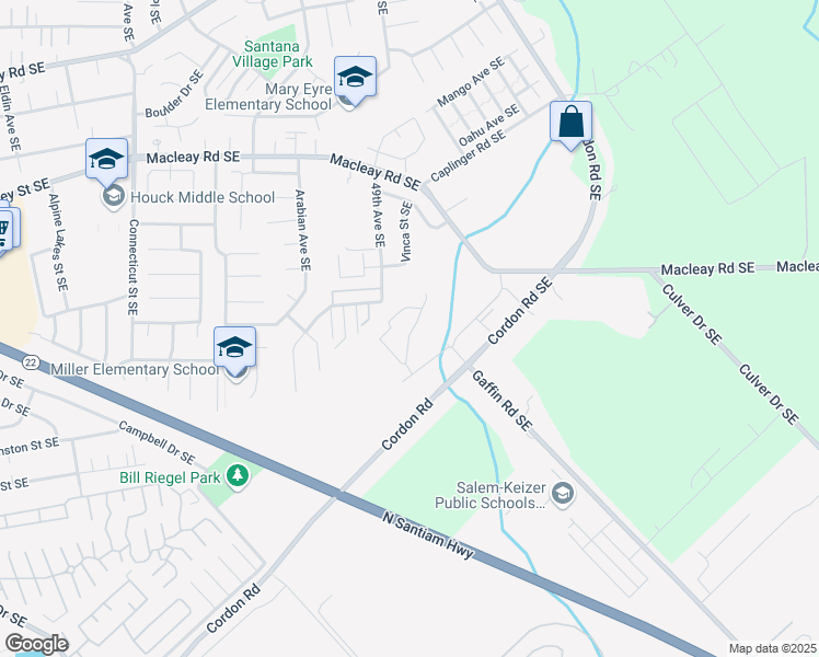 map of restaurants, bars, coffee shops, grocery stores, and more near 1565 Whitaker Drive Southeast in Salem