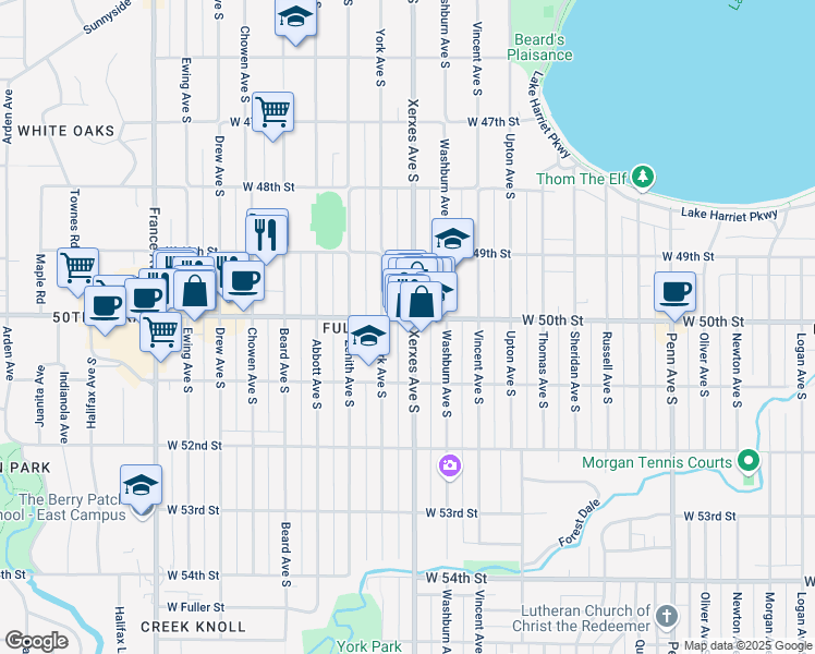 map of restaurants, bars, coffee shops, grocery stores, and more near 4725 Excelsior Boulevard in St. Louis Park