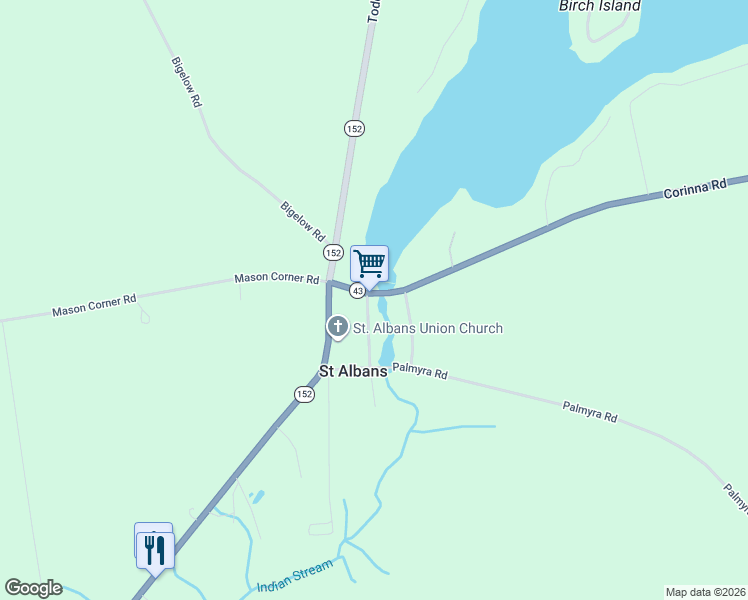 map of restaurants, bars, coffee shops, grocery stores, and more near 26 Water Street in Saint Albans