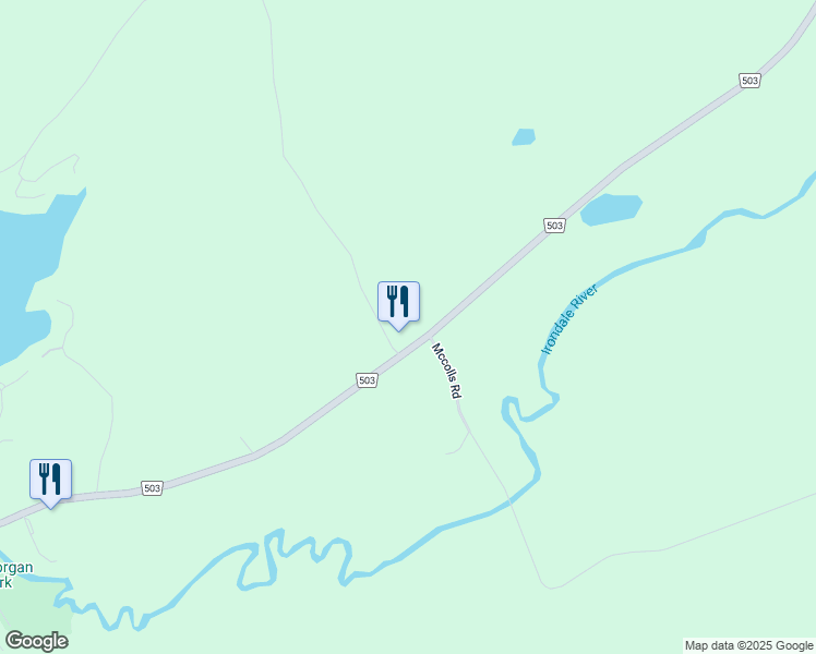 map of restaurants, bars, coffee shops, grocery stores, and more near Mccolls Road in Gooderham