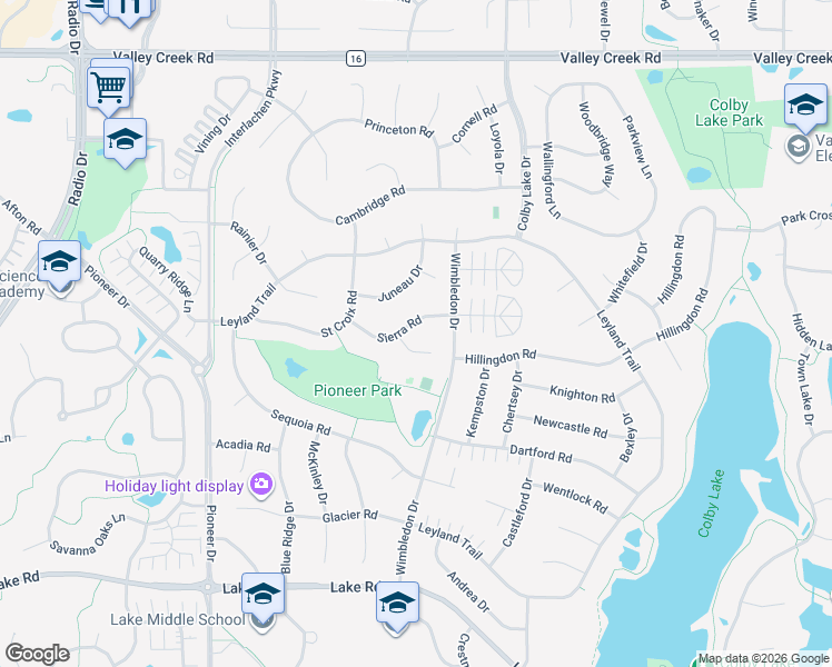 map of restaurants, bars, coffee shops, grocery stores, and more near 9190 Sierra Road in Woodbury