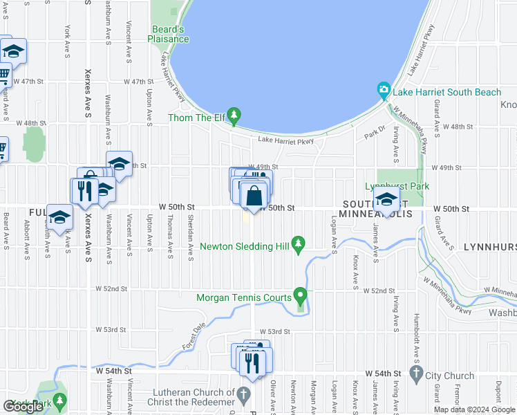 map of restaurants, bars, coffee shops, grocery stores, and more near 4940 County Road 32 in Minneapolis