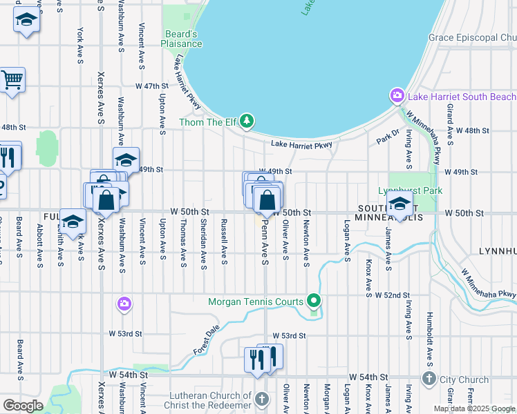map of restaurants, bars, coffee shops, grocery stores, and more near 4940 County Road 32 in Minneapolis