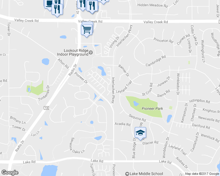 map of restaurants, bars, coffee shops, grocery stores, and more near 8718 Quarry Ridge Lane in Woodbury