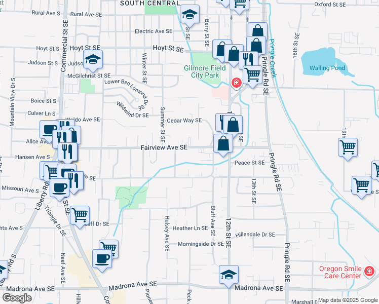 map of restaurants, bars, coffee shops, grocery stores, and more near 1010 Fairview Avenue Southeast in Salem