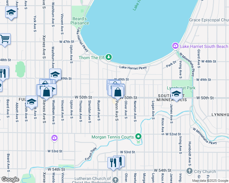 map of restaurants, bars, coffee shops, grocery stores, and more near 4940 County Road 32 in Minneapolis