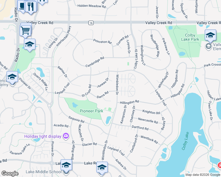 map of restaurants, bars, coffee shops, grocery stores, and more near 9190 Sierra Road in Woodbury