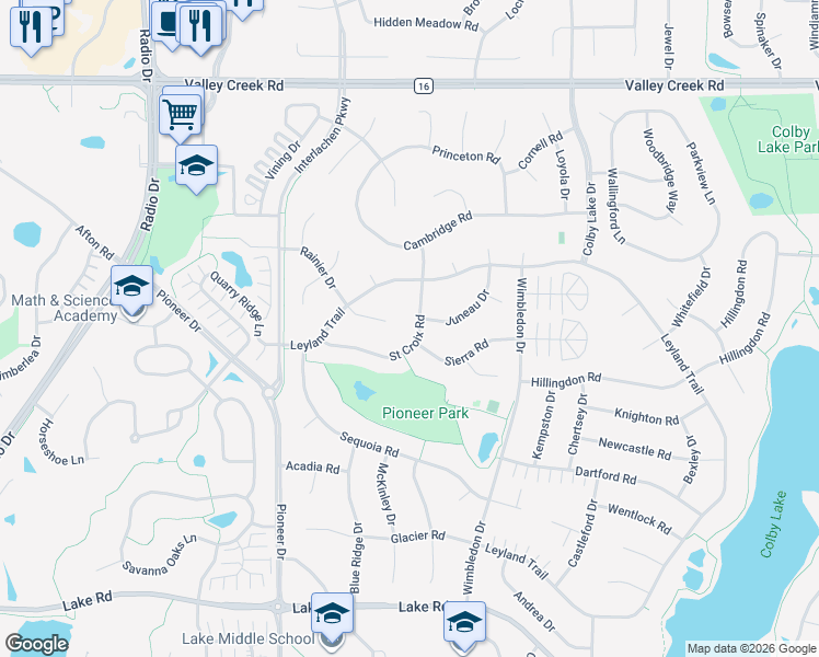 map of restaurants, bars, coffee shops, grocery stores, and more near 8944 Saint Croix Road in Woodbury