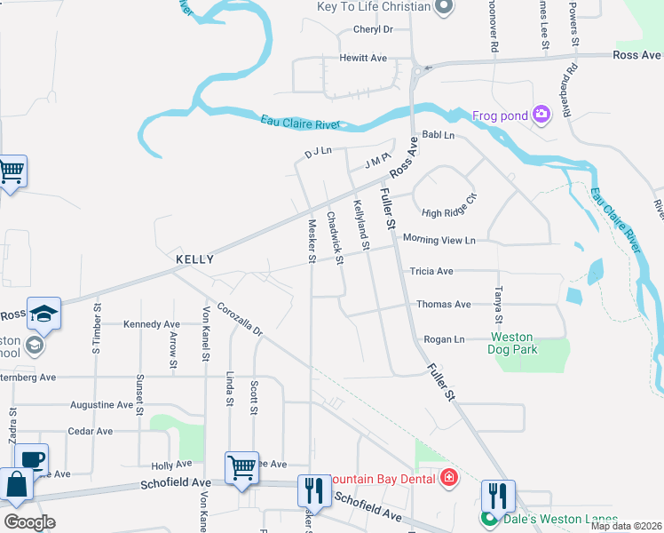 map of restaurants, bars, coffee shops, grocery stores, and more near 4802 Chadwick Street in Weston