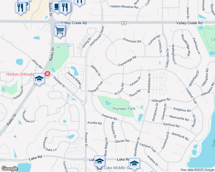 map of restaurants, bars, coffee shops, grocery stores, and more near 2178 Leyland Alcove in Woodbury