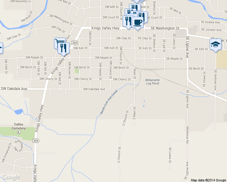 map of restaurants, bars, coffee shops, grocery stores, and more near 1606 Southwest Levens Street in Dallas