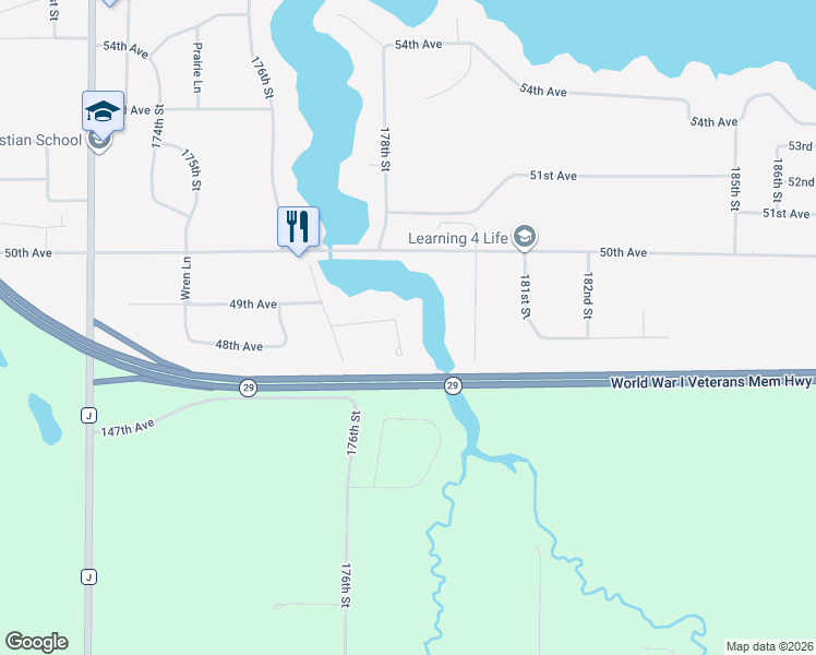 map of restaurants, bars, coffee shops, grocery stores, and more near 4817 177th Street in Chippewa Falls