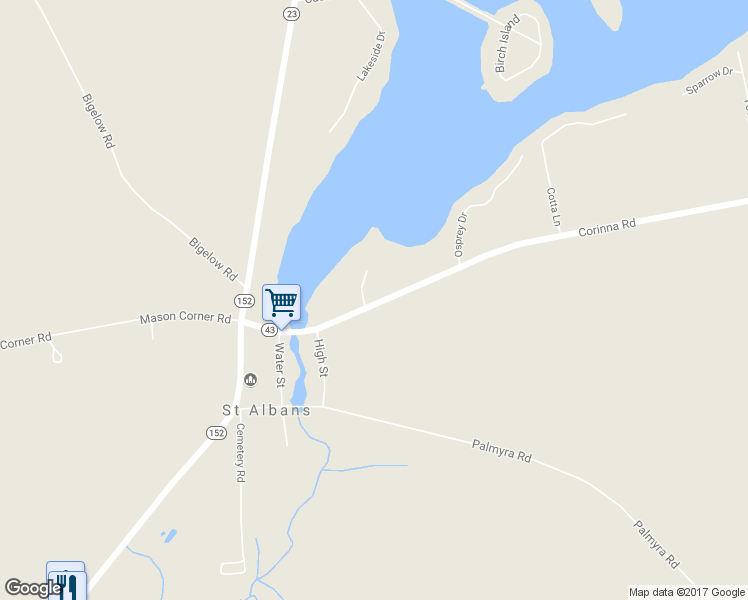 map of restaurants, bars, coffee shops, grocery stores, and more near 96 Corinna Road in Saint Albans