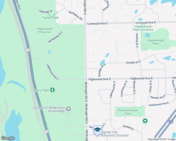 map of restaurants, bars, coffee shops, grocery stores, and more near 932 McKnight Road South in Maplewood