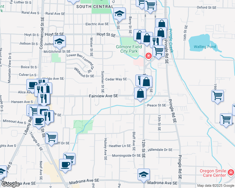 map of restaurants, bars, coffee shops, grocery stores, and more near 1010 Fairview Avenue Southeast in Salem