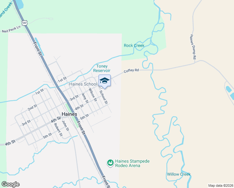 map of restaurants, bars, coffee shops, grocery stores, and more near 710 School Street in Haines