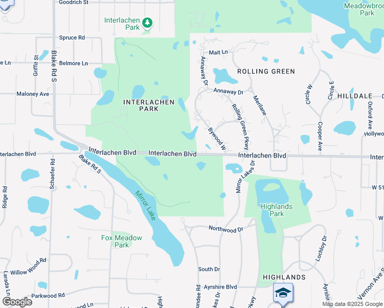 map of restaurants, bars, coffee shops, grocery stores, and more near 5924 Interlachen Boulevard in Minneapolis