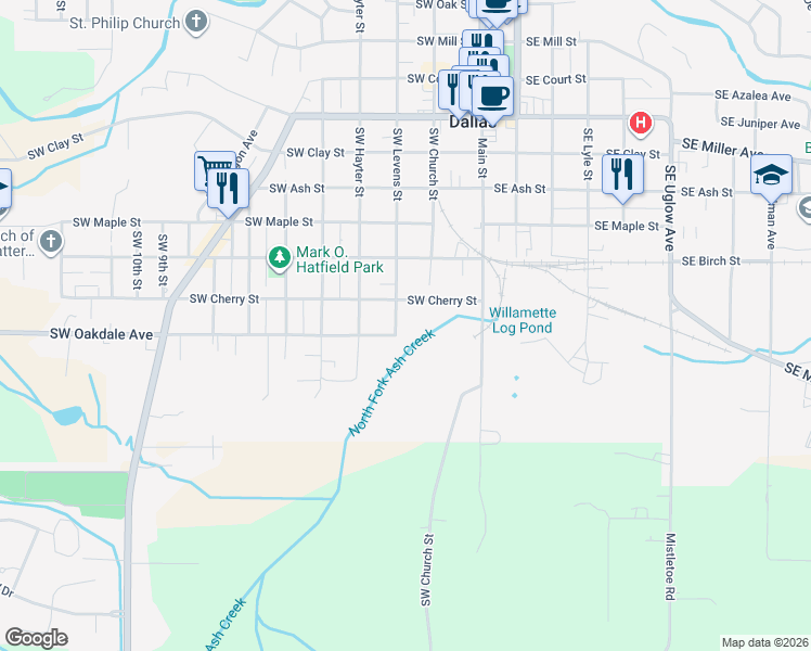 map of restaurants, bars, coffee shops, grocery stores, and more near 1606 Southwest Levens Street in Dallas