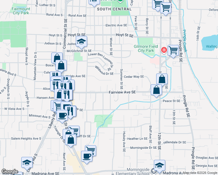 map of restaurants, bars, coffee shops, grocery stores, and more near 770 Fairview Avenue Southeast in Salem