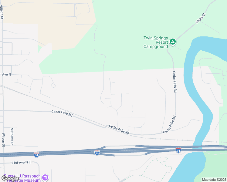 map of restaurants, bars, coffee shops, grocery stores, and more near 2532 Ridgewood Street in Menomonie
