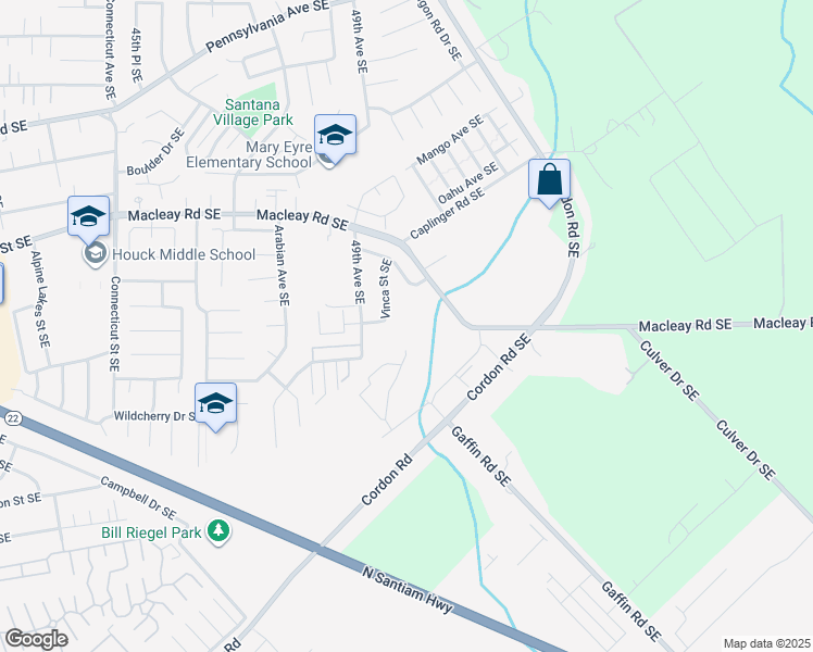map of restaurants, bars, coffee shops, grocery stores, and more near 4924 Turquoise Avenue Southeast in Salem