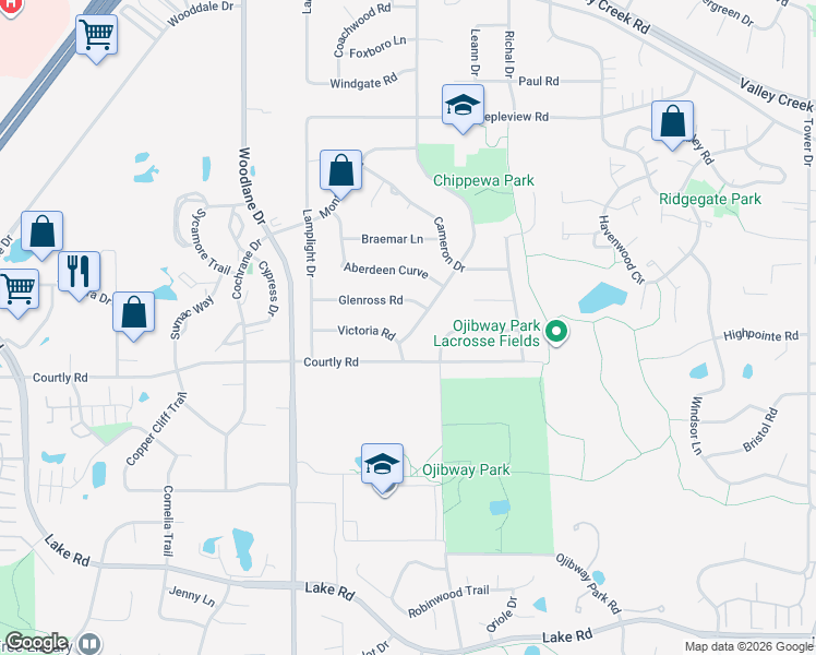 map of restaurants, bars, coffee shops, grocery stores, and more near 2416 Queens Drive in Woodbury