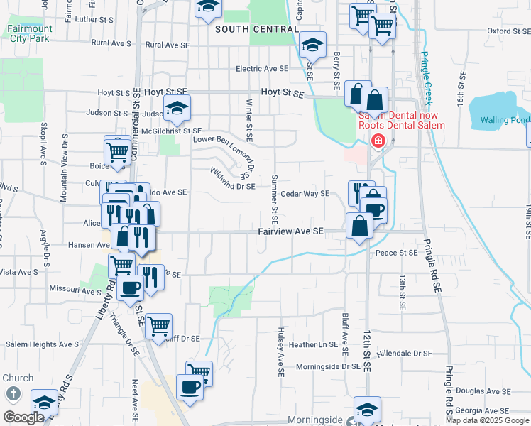 map of restaurants, bars, coffee shops, grocery stores, and more near 799 Waldo Avenue Southeast in Salem