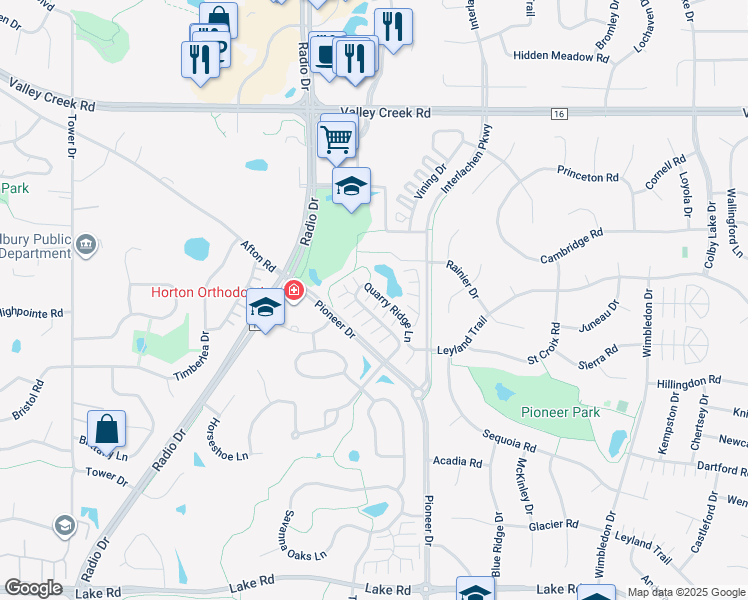 map of restaurants, bars, coffee shops, grocery stores, and more near 8639 Quarry Ridge Lane in Woodbury