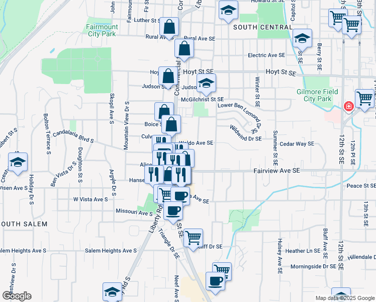 map of restaurants, bars, coffee shops, grocery stores, and more near 380-388 Waldo Avenue Southeast in Salem