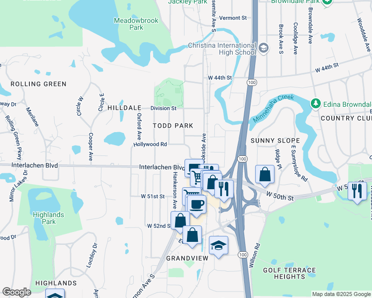map of restaurants, bars, coffee shops, grocery stores, and more near 4812 Rutledge Avenue in Minneapolis