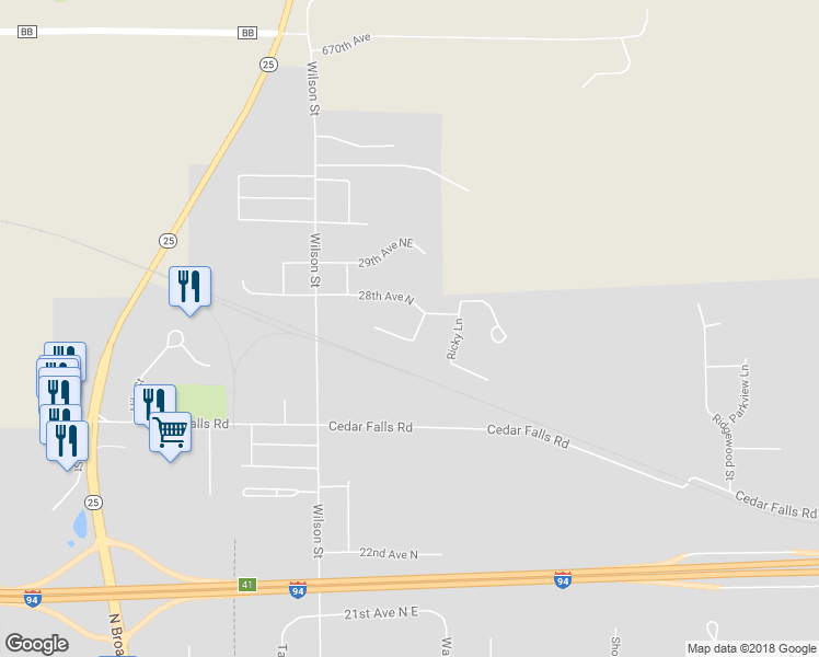 map of restaurants, bars, coffee shops, grocery stores, and more near 815 Bruce Court in Menomonie