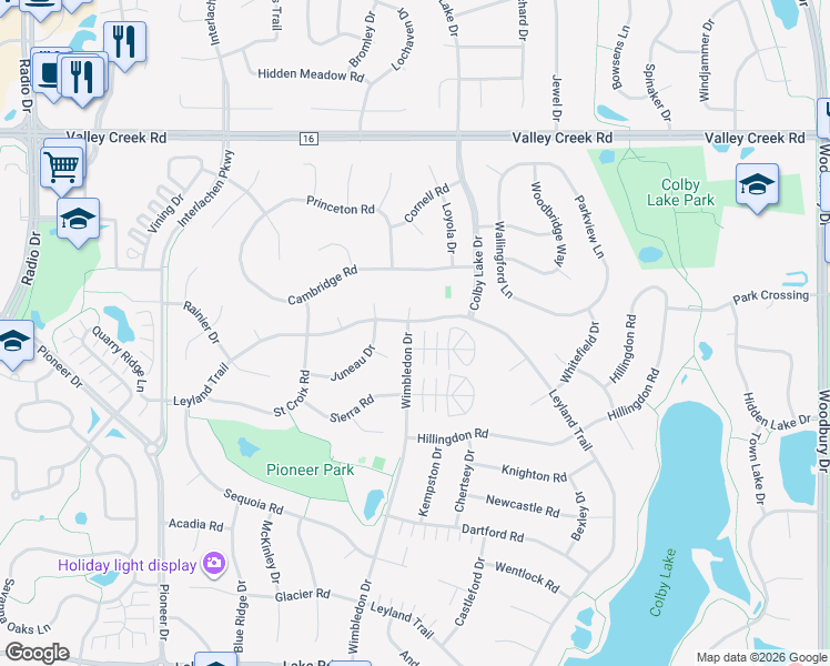 map of restaurants, bars, coffee shops, grocery stores, and more near 2399 Wimbledon Drive in Saint Paul